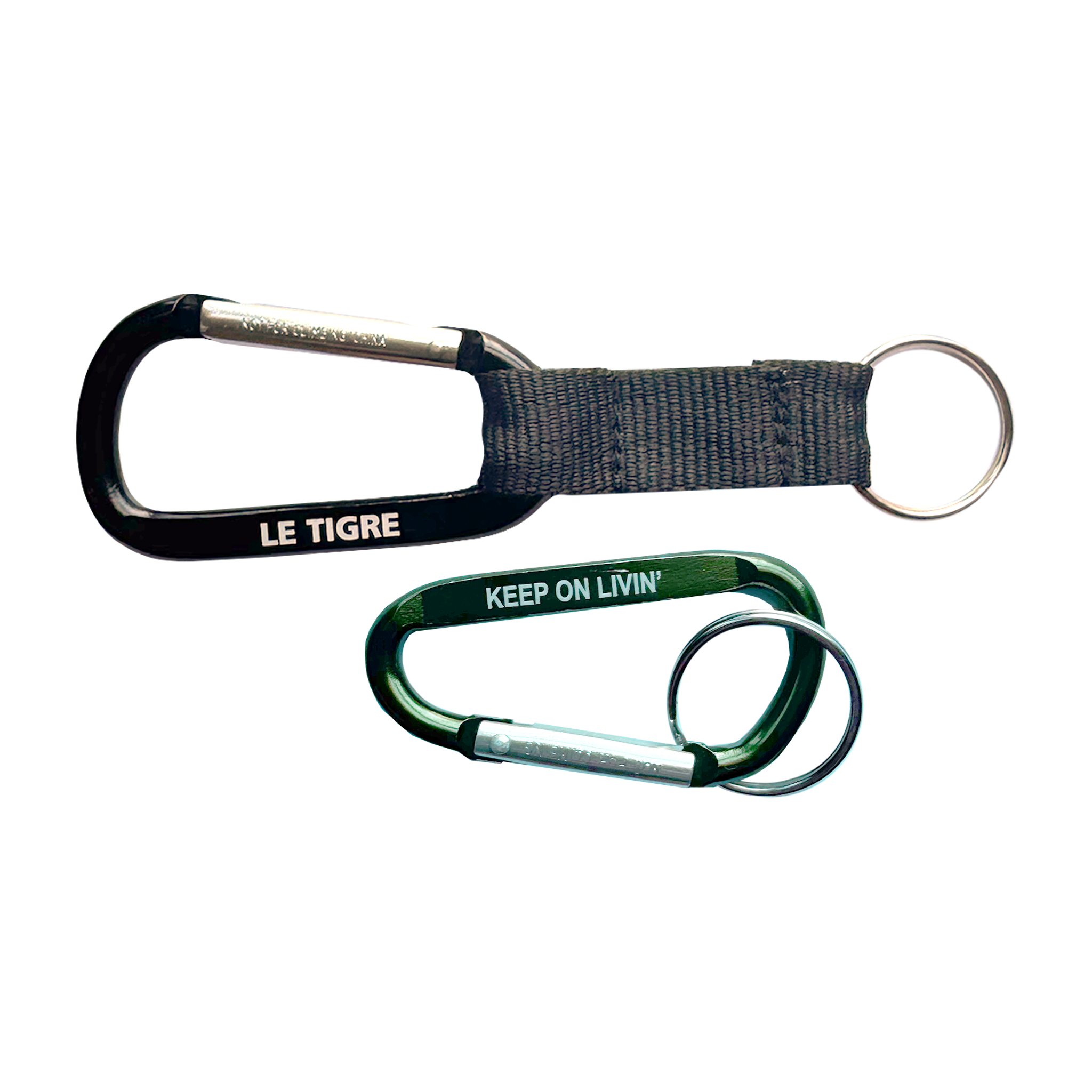Keep on Livin' Key Chain + Carabiner - Black/Green