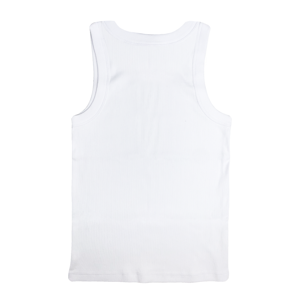 Broken Logo Ribbed Tank - White