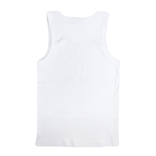 Broken Logo Ribbed Tank - White